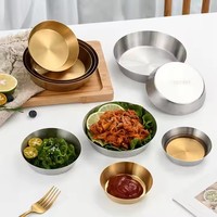 Mini plateau à condiments SUS304, ensemble de couverts, plat à apéritif coréen Banchan poli, bol à sauce Kimchi pour trempettes aromatiques