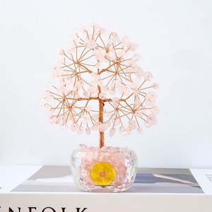 Декоративное дерево денежного притягивания из натурального кристалла с кристаллическим гравием и золотыми монетами в стеклянной бутылке, маленькое дерево для декора - Product Image 2