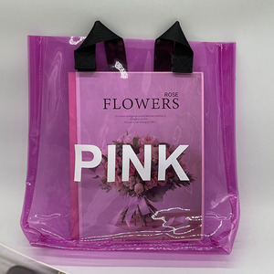 Bolsa de Mano de PVC Transparente Grande y Colorida Personalizada, <span class=keywords><strong>Bolso</strong></span> de Playa de Plástico con Cierre, Impermeable, para Compras, Cosméticos y Almacenamiento - Product Image 3