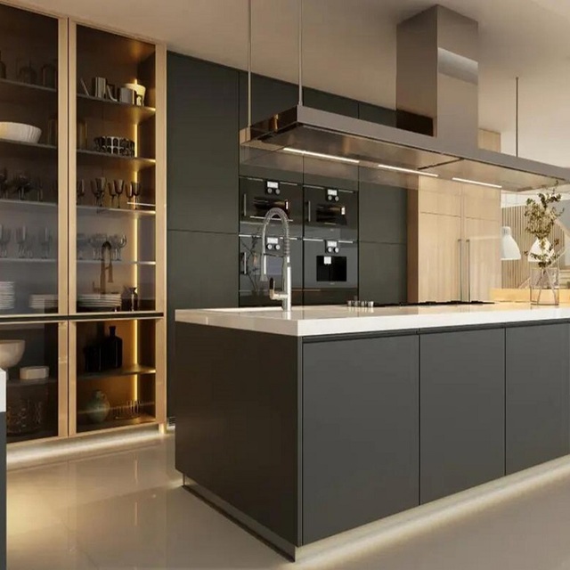 European Luxury Kitchen Cabinet Modern Design Wholesale Matte Wooden Kitchen Cabinet Set Made in China