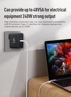 Cargador GaN de 200W 240W con enchufe AU, PD3.1 USB-C para portátil, cargador rápido USB-C de 240W con pantalla LED, venta al por mayor.