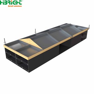 Comptoir de charcuterie en bois grainé, étagères de supermarché, poste de travail en acier inoxydable avec tiroirs de rangement - Product Image 1