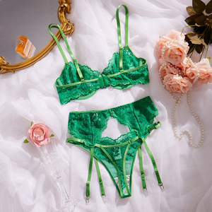 Lencería de Encaje Fresca y Cómoda para Mujer, Conjunto de Tres Piezas, Venta Caliente - Product Image 2