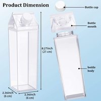 Bouteille d'eau en plastique transparente réutilisable 2023, très vendue, avec processus de polissage, pour le camping, capacité 500 ml