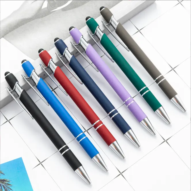 Cheap stylus pen 2 in1 tool pens customized logo free sample promotional metal ballpoint pen