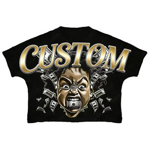 เสื้อยืดครอปแขนสั้นคอกลมทรงโอเวอร์ไซส์ พิมพ์ลายซิลค์สกรีนสไตล์วินเทจ ล้างสีแบบแอซิดวอช ระบายอากาศได้ดี พิมพ์โลโก้ตามสั่ง สำหรับผู้ชาย ผ้า 100% - Product Image 3