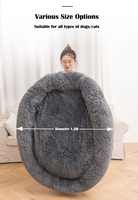 Lit pour animaux de compagnie en forme de donut en fausse fourrure confortable, lavable, doux, rond, personnalisé, apaisant, en peluche moelleuse, lit rond pour animaux de compagnie