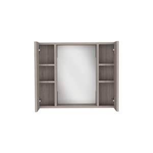 Botiquín de medicina con espejo de doble puerta con acabado Gris Claro DB con un estante externo para estantes de baño - Product Image 6