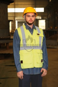 Chaleco de Alta Visibilidad Amarillo FR con Certificación NFPA2112 HRC2, Protección Contra Arco Eléctrico, Costuras Soldadas de Algodón/Nailon para la Industria del Petróleo y el Gas - Product Image 2