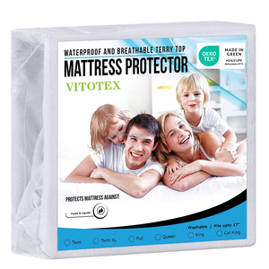 <span class=keywords><strong>Protector</strong></span> de Colchón Queen Impermeable, Cubrecolchón Absorbente Ajustable con Bolsillos Profundos, Funda de Colchón de Algodón Terry Lavable a Máquina - Product Image 1