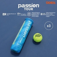 Ballon de tennis Odea PassionTOUR authentique, haute élasticité, durable, pression d'air, diamètre 68 mm, poids 40 g, lot de 4 balles
