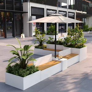 Grand banc de jardin en <span class=keywords><strong>métal</strong></span> d'<span class=keywords><strong>extérieur</strong></span> avec jardinière, vente en gros d'usine, logo personnalisé, pour parc, direct usine, en <span class=keywords><strong>métal</strong></span>, avec siège-banc - Product Image 4