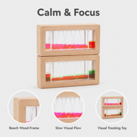 EDUsense Bouteille sensorielle rectangulaire à glissière en bois de hêtre et acrylique, jouet de suivi visuel à effet d'huile, jouet de bureau Montessori apaisant