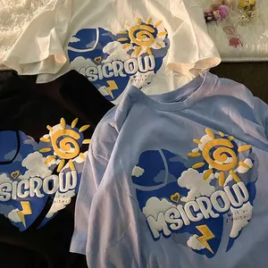 カスタムカラフルな3DパフプリントTシャツコットンラウンドネックホワイトプレーンプラスサイズフォームプリントTシャツメンズTシャツ用