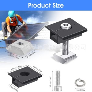 Pince de fixation solaire en aluminium noire, lot de 6 pièces, surface anodisée pour l'installation de panneaux photovoltaïques - Product Image 5