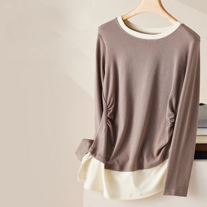 Chemise de base de maternité en coton T-shirt de printemps et d'automne couche intérieure pour femmes haut de <span class=keywords><strong>grossesse</strong></span> <span class=keywords><strong>pull</strong></span> d'hiver à l'extérieur des vêtements de maternité - Product Image 3