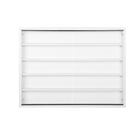 Vitrine murale en bois blanc à 5 niveaux avec porte coulissante en verre et étagères réglables pour la maison et la chambre