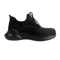 Chaussures de sécurité légères noires de style baskets antidérapantes pour la course à pied et le travail en tissu Fly Knit