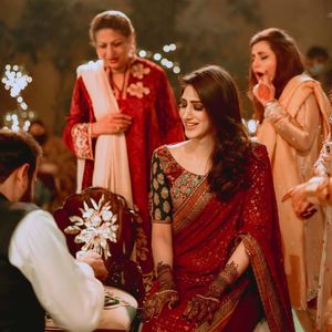 Sari Georgette de satén pesado para mujer con estampado de lámina de lujo Jacquard encaje bordado codificación secuencia trabajo vestido de fiesta hecho India - Product Image 1