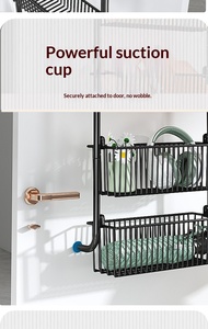 Étagère murale simple en métal, panier suspendu pour la maison, multifonctionnel, sans perforation, pour salle de bain, 5 niveaux - Product Image 2