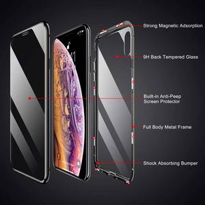 Verre trempé double face transparent <span class=keywords><strong>Anti</strong></span>-<span class=keywords><strong>espion</strong></span> 360 étui de protection complet pour téléphone étui <span class=keywords><strong>magnétique</strong></span> de confidentialité métallique pour la série <span class=keywords><strong>iPhone</strong></span> - Product Image 4