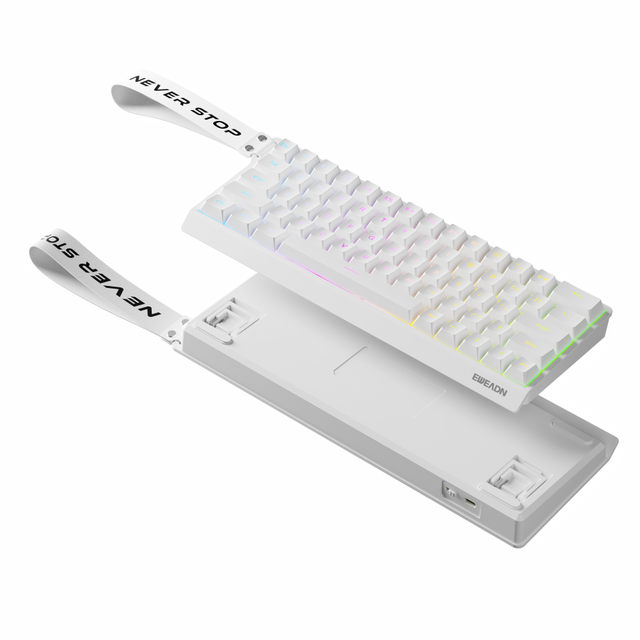 EWEADN DK63 60% Tri Mode RGB Rechargeable USB Type-C 2.4Ghz Wireless Mechanical Keyboard Hot-Swap Magnetic Switches for Gaming