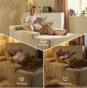 Sofá <span class=keywords><strong>Cama</strong></span> de Moda <span class=keywords><strong>con</strong></span> Asiento Profundo, Compresión al Vacío, Tela de Terciopelo Suave, Sofá sin Estructura - Product Image 3