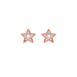 Pendientes de estrella de oro rosa con cristales de imitación y engaste de cristal, aleación de zinc, joyería de moda unisex E313 - Product Image 1