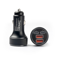 Chargeur de voiture Source Factory Mini 90W 4 ports, charge rapide USB-A + double adaptateur Type-C, ODM OEM, pour Samsung Android et tous les smartphones