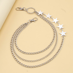 Chaîne de pantalon multicouche avec pendentif étoile Yueli, en alliage de zinc, style hip-hop, pour usage quotidien - Product Image 3