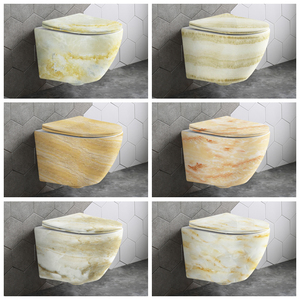 Inodoro de Cerámica Multicolor, Montado en la Pared, Estilo Rústico, Inodoro de Porcelana Suspendido en la Pared para Baño - Product Image 5