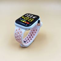 Jam Tangan Digital LED Pria Wanita Pelajar Olahraga Tali Dua Warna Jam Elektronik Persegi Tombol Pasangan Jam Olahraga