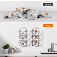 K447 Support mural sans perçage pour couvercles de casseroles, organisateur de cuisine en fer à double niveau, vente chaude