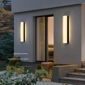 Modern Outdoor LED Linear Wall Lights Waterproof Porch <b>Lamp</b> with Remote Dimmable and Solar Powered IP 65 Rating Black Color - Product Image 6