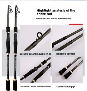 Canne à pêche télescopique Soft Tune en fibre de carbone, 1,83,6 mètres, <span class=keywords><strong>5</strong></span> sections, dureté souple, pour la pêche en mer et en lac - Product Image 2