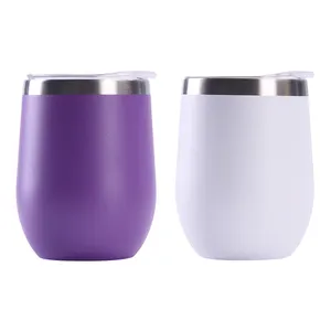 Wholesale New Arrival 12 oz Double Wall Stainless Steel Egg Shaped Cup Jar, Reusable Milk Coffee Mug With Lid