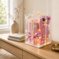 Ours en peluche fait main avec bouquet de fleurs séchées, sac cadeau, cadeau surprise, Nouvel An, prix d'usine, décoration intérieure