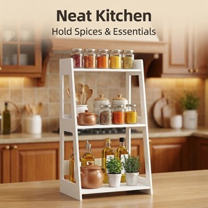 Trapezoidal Bookshelf 4 Layers Standing Storage Rack For Living Room Bedroom Bathroom Home <b>Display</b> Eco-Friendly - Product Image 4