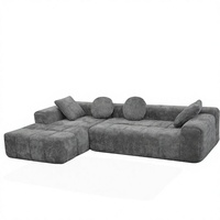 Canapé d'angle en tissu blanc haute densité rembourré en éponge, personnalisé en usine, pour salon, canapé noir pour usage hôtelier