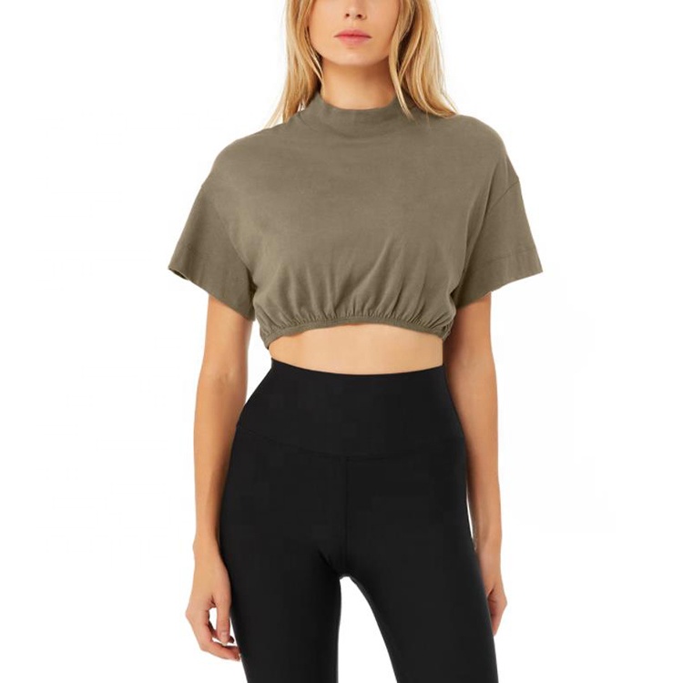Crop Top Ladies Workout Gym Sports Women New Yoga Wear Sports Ladies Yoga Short Sleeve T-Shirt