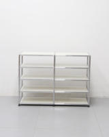 Système d'étagères modulaires en acier minimaliste industriel, credenza en acier inoxydable, meuble de rangement pour salon, vitrine, bibliothèque