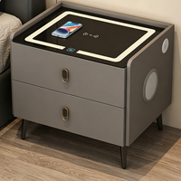 Petite table de chevet avec serrure intelligente à empreintes digitales, style moderne, en bois massif, avec tiroir