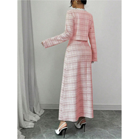 Ensemble tailleur élégant deux pièces en tweed automnal et jupe à détails en dentelle, directement de l'usine, personnalisable avec marque privée, haute qualité