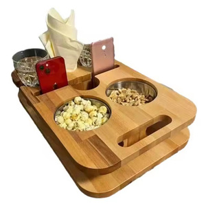 Bamboo Sofa <b>Snack</b> <b>Tray</b> 35x27x9cm Multi Hole Wooden Organizer For Food Coffee Tea Storage Rack Desktop Serving <b>Tray</b> - Product Image 4