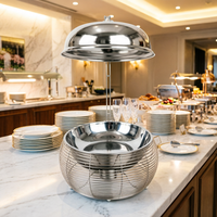 Plat de service de luxe doré 8L en acier inoxydable, chauffe-plats de buffet, équipement de restauration, chauffage à l'alcool, pour mariages et réceptions