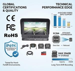 Sistema de Cámara de Reversa Impermeable Melia de 7 Pulgadas IP69K para Montacargas, Kit de Monitor <span class=keywords><strong>DVR</strong></span> de 4 Canales, Grabación de 256 GB, Seguridad para Almacenes y Carretillas Elevadoras - Product Image 6