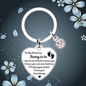 Llavero con Forma de Corazón, Diamantes Rosados y Azules, Acero Inoxidable, Regalo para Amigos/Parejas, Grabado Personalizado, Recuerdo de Cumpleaños - Product Image 6