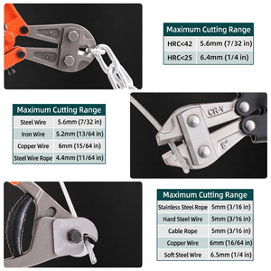 Kit de pinces coupantes à boulons 3 pièces, outils à main en acier, pour le travail des métaux, avec étui souple de rangement - Product Image 3