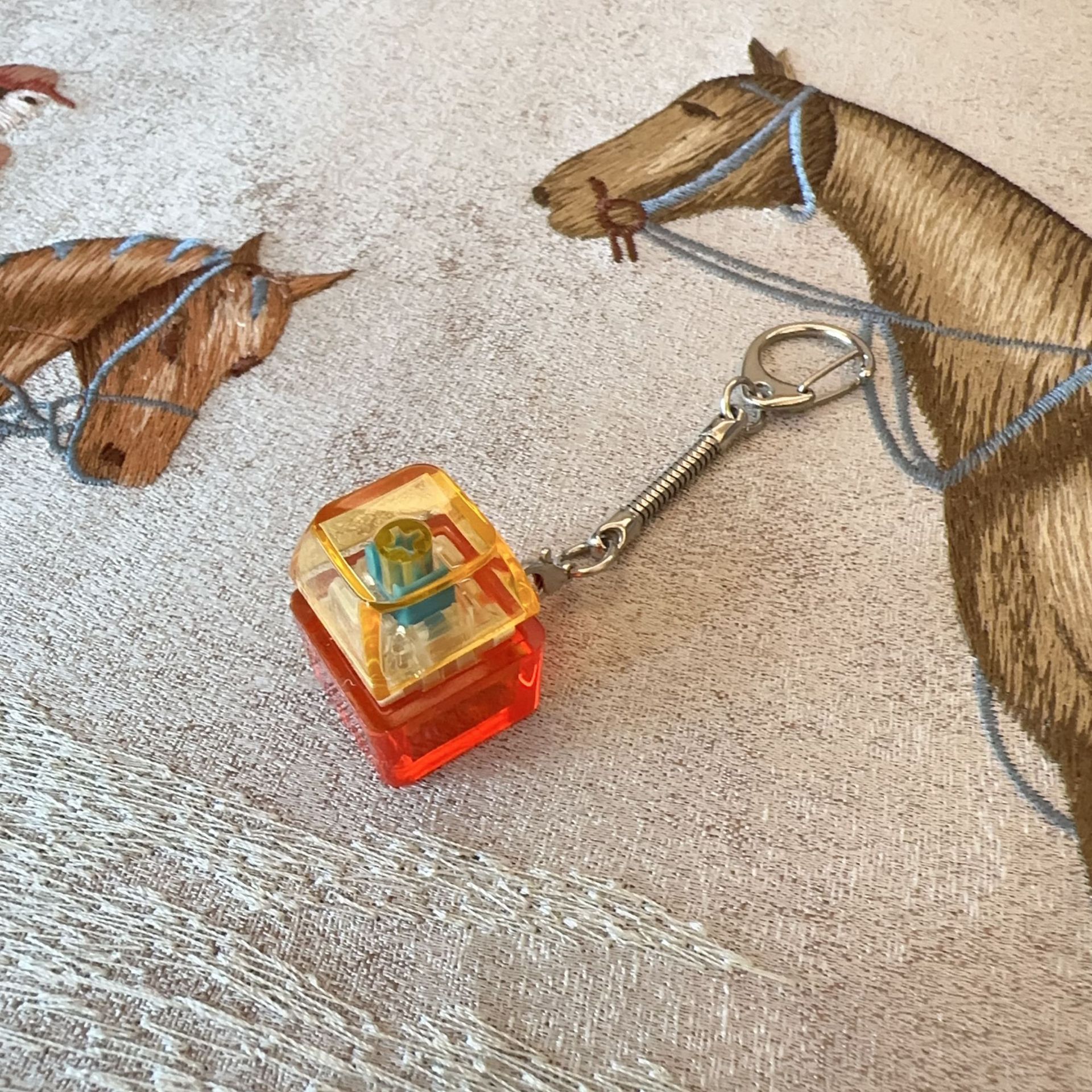 deep orange shell, orange through cap, snake bone chain