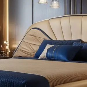 Lit double français Dream Space en cuir véritable avec cadre en bois, mobilier de maison, solution de sommeil idéale pour les enfants, chambre élégante - Product Image 3